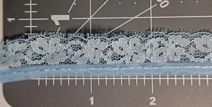 Lace 15 Yrds Lace Trim Blue White 3/4" Vintage - Picture 1 of 8