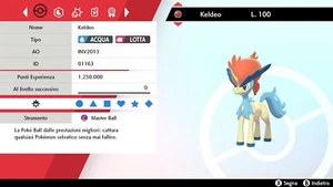 Keldeo 6 IV ITA Battle Ready + Masterball - Pokemon Sword - Shield - Picture 1 of 3