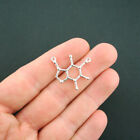 6 Caffeine Molecule Charms Antique Silver Tone Molecular Charm - SC5609