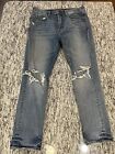 American Eagle Relaxed Fit  Distressed Denim Blue Jeans Men's Size 34x32