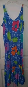 Jams World Sz. M "Floret" Blue Floral Handkerchief Hem Midi Sundress W310-FLET - Picture 1 of 6