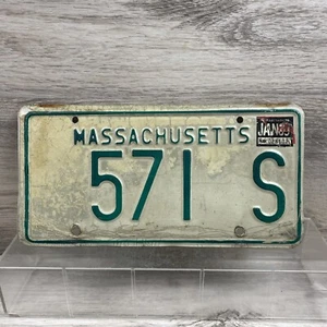 1980s Vintage LICENSE PLATE MASSACHUSETTS 571S - Picture 1 of 3