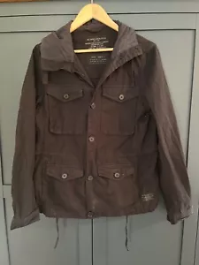 ALL SAINTS Hombres Oltis Chaqueta Militar Camisa Abrigo S Pequeño Negro Bolsillos con Capucha - Imagen 1 de 5