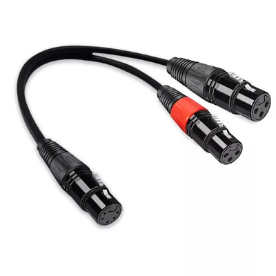 XLR 5-Pin Female to Two XLR 3-Pin Female Turnaround DMX Splitter Patch Cord 0.2M - Image 1 of 4
