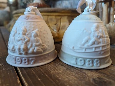 Adornos Campana Lladro Coleccionables 1987 Y 1988 Porcelana Firmados con Papá Noel/Niños Foto 1 de 4