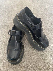 Doc Dr. Martens Black Bethan Polished Leather Platform Shoes US 7 EU 38 UK 5 - Picture 1 of 7