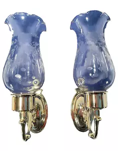 Applique da parete classico in vetro inciso a mano floreale portacandele ottone massiccio luminoso - Foto 1 di 21