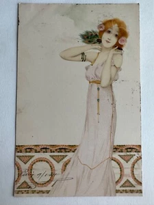 CPA postcard Illustrateur Raphaël Kirchner art nouveau mode woman flowers 5 - Imagen 1 de 12