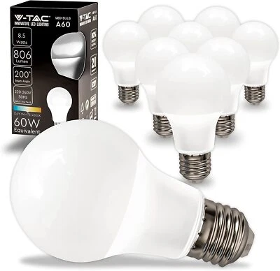 10x Lampadine LED con Attacco E27 8,5W (Equivalenti a 60W) A60 - Immagine 1 di 4