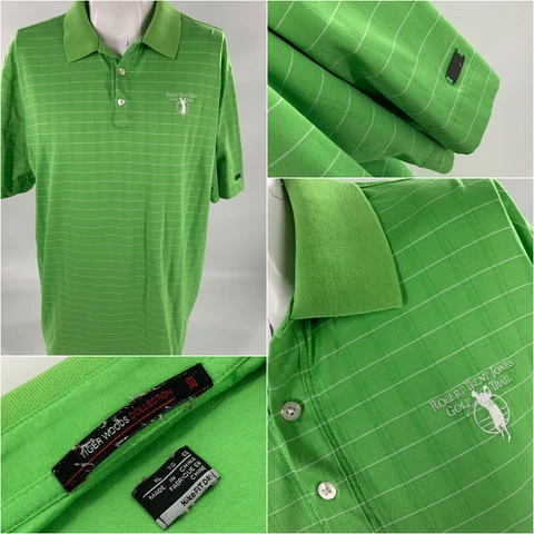 Nike Tiger Woods Robert Trent Jones Golf Shirt XL Green Stripe YGI J2-431 Cover