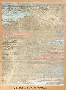 8x10ft Abstract Modern Rare Painting Theme HandKnotted Transitional Bedroom Rug - Picture 1 of 10