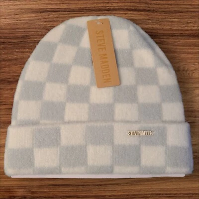 Steve Madden Hombre Patín Cuadros Gorro Azul-Blanco Foto 1 de 4