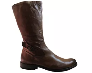 Doucals Men's 7487 Italian Mid Calf Round Toe Leather Boots ,Brown - Picture 1 of 2