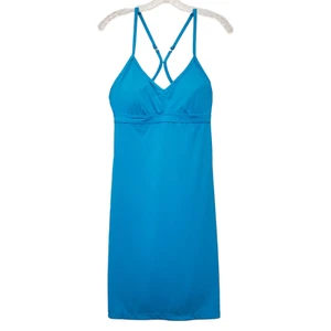 ATHLETA Shorebreak Built In Bra Dress Size S Blue Performance Fabric Racerback - Picture 1 of 9