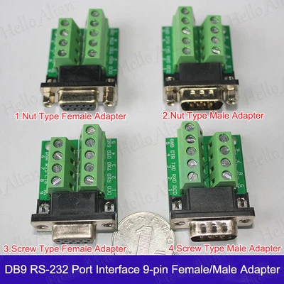 DB9 9-pin Female Adapter Connector RS-232 Serial Port Interface Breakout Board - Image 1 of 3