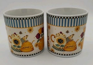 Vintage 1998 Debbie Mumm Sakura Teapots Medium Coffee Mugs, Set Of 2 - Picture 1 of 15