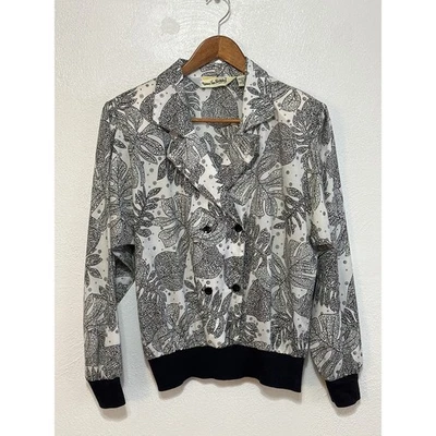 Blusa De Colección Diane Von Furstenberg M Blanca Negra Hojas Clásica Dinero Antiguo Lujo Foto 1 de 4