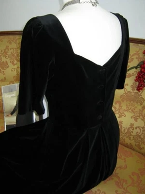 LAURA ASHLEY Vintage Gothic Tudor Style Black Velvet Festive Evening Dress,UK6/8 - Image 1 of 4