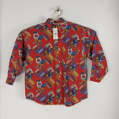 Camisa De Colección Gap Niños Manga Larga Roja Fútbol Juvenil Estampado Botones Talla XL Foto 1 de 4