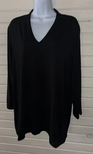 Chico's Gr. 3 (XL) schwarz Hauch von cool 3/4 Ärmel T-Shirt Tunika V-Ausschnitt gebraucht, in einwandfreiem Zustand - Bild 1 von 10