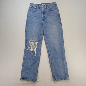 Madewell Jeans Womens 27 Blue Perfect Vintage Straight High Rise Ripped Denim - Picture 1 of 11