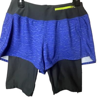 Pantalones Cortos para Correr Lucy Lucypower 2 en 1 Mujer Ropa Activa Atletismo Azul Negro Foto 1 de 4