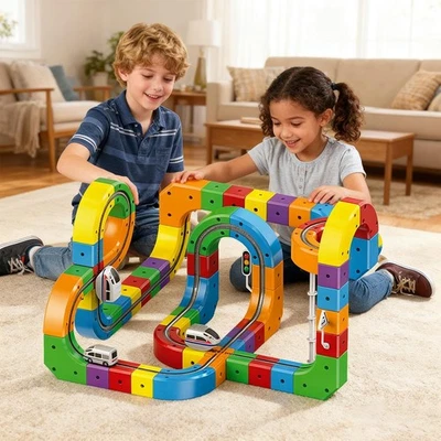 Electric Train Set, Track Fusion Toys, Magic Rail Cube Train Set, DIY Cube Track - Image 1 of 4