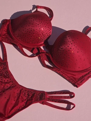 Victoria's Secret Fashion Show Very Sexy Shine Push-up Bra Thong 34C M Red NWT - Image 1 of 4