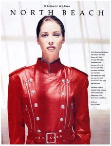 IMPRESIÓN ANUNCIO, 1993 Michael Hoban North Beach Christy Turlington Chaqueta de Cuero Roja - Imagen 1 de 1