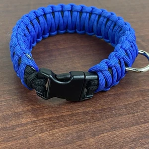 550 Paracord Dog Collar Fits 9 Inch Neck By 1 1/4” King Cobra Blue/Black D Ring - Picture 1 of 4