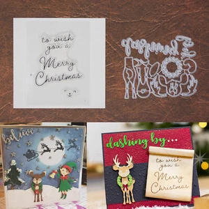 Reindeer w Dashing By Words Cutting Dies & Stamp Set – Wish You Merry Christmas - Picture 1 of 3