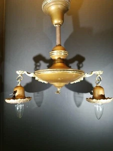 Arts & Crafts Period ceiling 2 light fixture Aprox. 14 tall x 14 wide - Picture 1 of 12