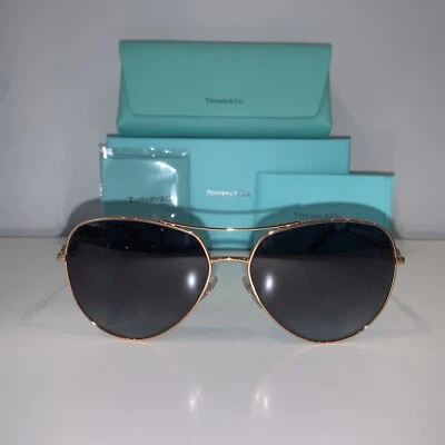 Tiffany & Co. TF 3083B 61703C Rubedo Metal Aviator Sunglasses Grey Gradient Lens - Image 1 of 3
