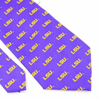 NEW LSU Eagle Neckwear Purple Polyester Wide Tie Foto 1 de 4