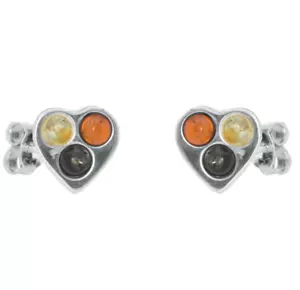 925 Sterling Silver Genuine Baltic Amber Stud Earrings Free Gift Bag - Picture 1 of 1