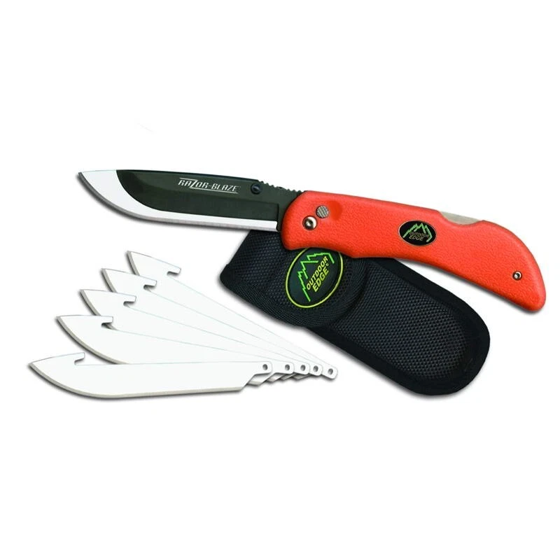 Outdoor Edge Razor Lite 3,5 дюйма - огненно-оранжевый с нейлоновыми ножнами и дополнительными лезвиями - Изображение 1 из 1