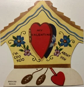 Orologio a cucù San Valentino per bambini fustellato vintage anni 50 USATO - Foto 1 di 2