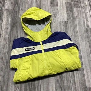COLUMBIA SPORTSWEAR Full Zip Blue/Yellow Hooded Windbreaker Jacket Boy's Medium - Picture 1 of 9