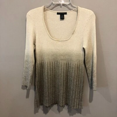 Grace Elements Women's Gold Shimmery Ombre Knit Top Sz Med (E1827) - Image 1 of 4