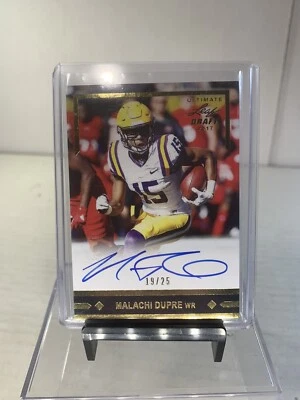 2017 Leaf Gold Malachi Dupre LSU Tigers 19/25 Draft Ultimate Auto - Image 1 of 4