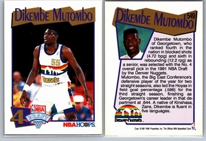 NBA Hoops #549 1991, Dikembe Mutombo, Denver Nuggets, novato, miembro del Salón de la Fama - Imagen 1 de 1