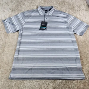 PAGE & TUTTLE Men's Cool Swing Polo Shirt Sz L Sttiped Gray NWT 256 - Picture 1 of 8