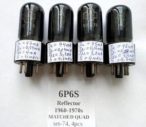 4x 6P6S = 6V6 6AY5 587 Tetrode Tube Reflector Soviet MATCHED QUAD 1950-1970s NEW - Picture 1 of 12
