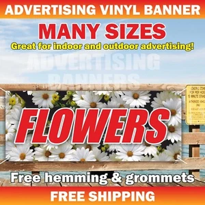 FLOWERS Advertising Banner Vinyl Mesh Sign bouquets Flowers Shop GARDEN CENTER - Picture 1 of 5