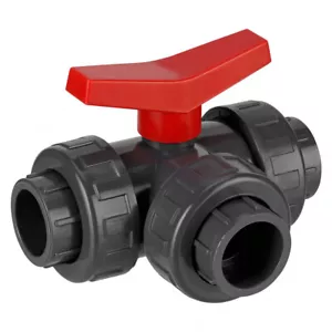 PVC-U 3-Wege-Kugelhahn T-Bohrung 3x Klebemuffe - Bild 1 von 5