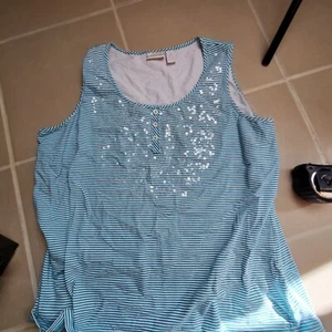 chicos size 3 striped sparkle shirt sleeveless casual shirt  - Picture 1 of 4
