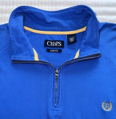 Chap's Men's Stretch  Long Sleeve Royal Blue Half Zip Pullover Top Size XL - Image 1 of 4