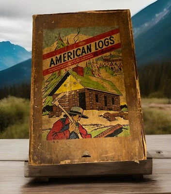 Juego de troncos de construcción Halsam American de colección en caja de madera original años 30 Foto 1 de 4
