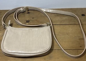 Womens Small Crossbody Bag Adjustable Long Strap Beige, Faux Leather Purse - Picture 1 of 3