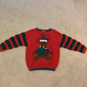 GYMBOREE KIDS UNISEX PULLOVER SWEATER, SMALL, BEAR WEARING WINTER CLOTHES - Picture 1 of 4